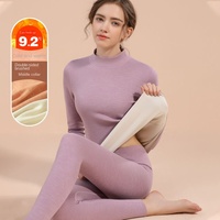 Ensembles de sous-vêtements thermiques pour femmes, col mi-haut, lingerie sans couture, optique de base en velours, hiver, chaleur, haute commande, Y-FJM 1